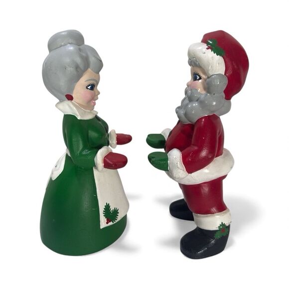Vintage 60’s Jamar Mallory Ceramic Santa Mrs. Claus Figures Flat Tray Hands Set - Picture 5 of 11